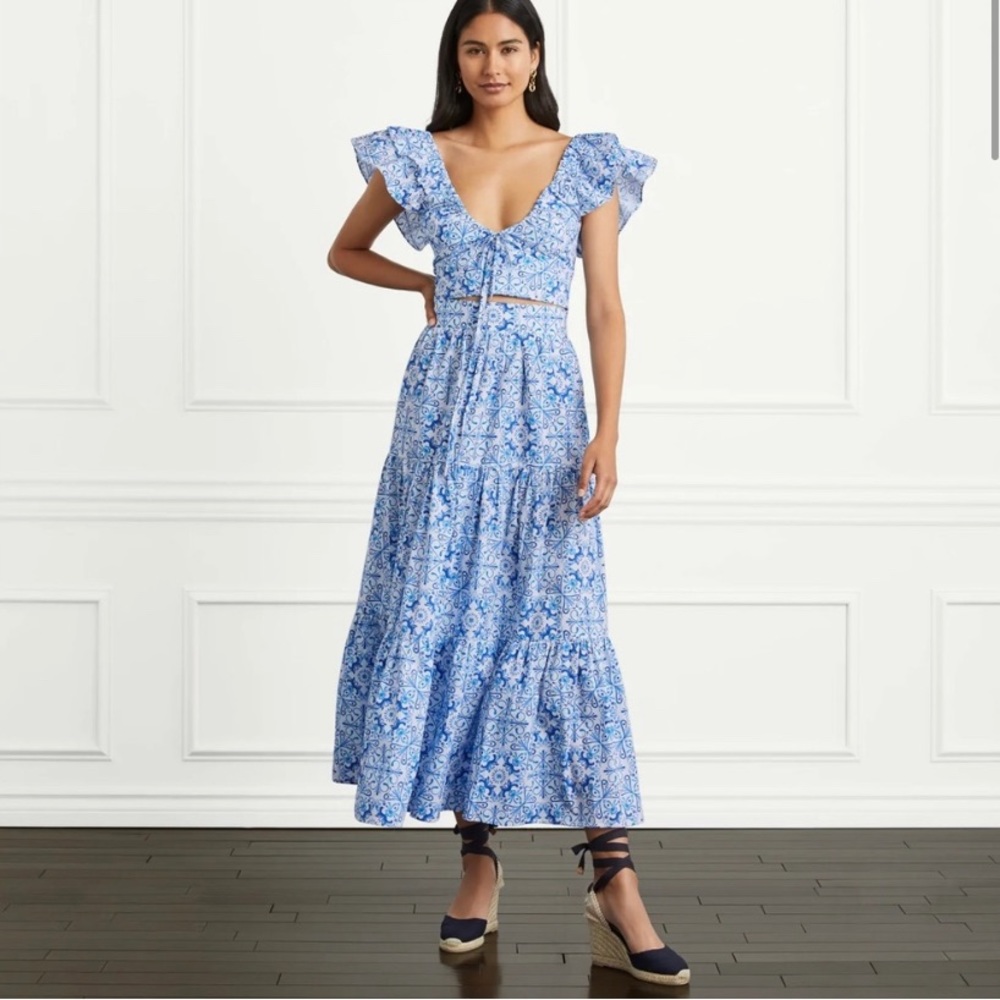 Hill House Alexa Top and Camilla Skirt in Blue Mosaic Size XS